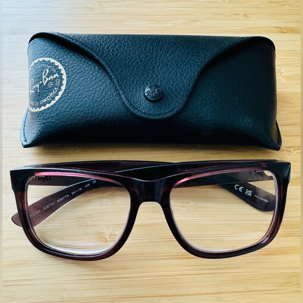 Ray-Ban JUSTIN Classic RB4165 6597/T5 54-16 Brown Clear Frame - Picture 1 of 16